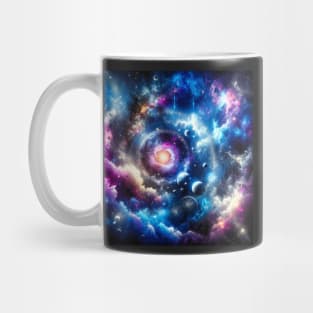 Celestial Dance: Spiral Galaxies and Cosmic Waves Mug